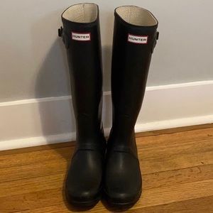 Tall Matte Black Hunter Rain Boots